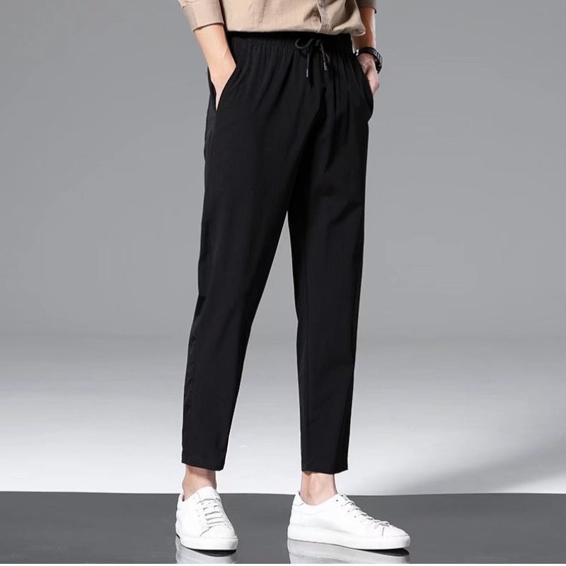 Thin Ice Silk Nine Part Casual Pants For Men's Loose Sweatpants