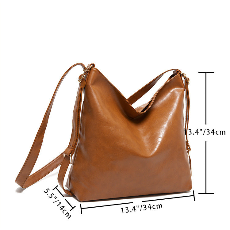 Retro Bag Oil Wax Leather Shoulder Capacity Soft