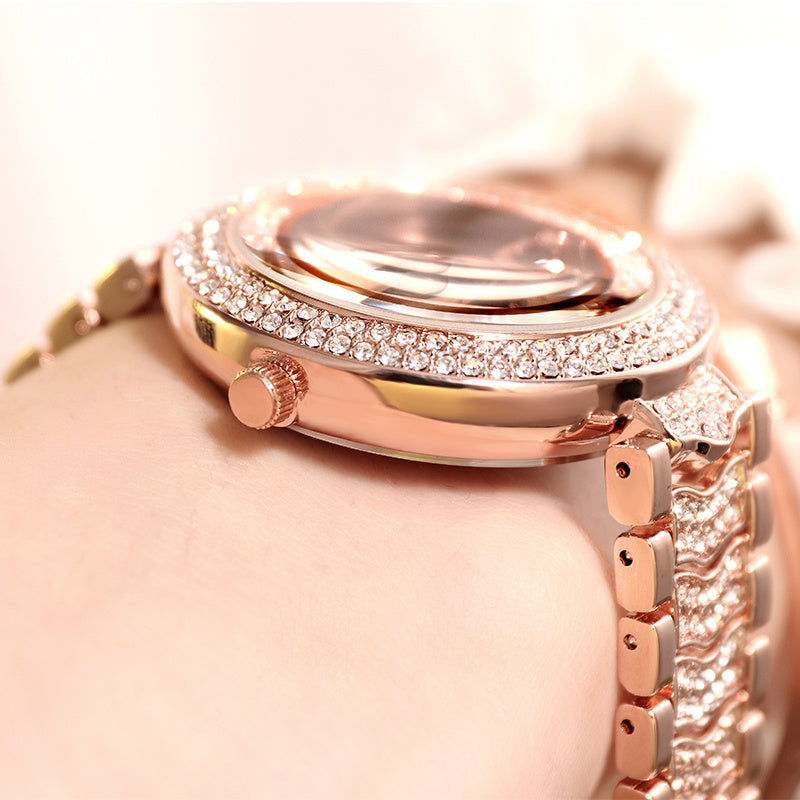 Women's watch with diamond strap