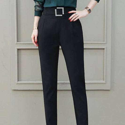 Women's Fashion High Waist Elastic Suit Harem Pants