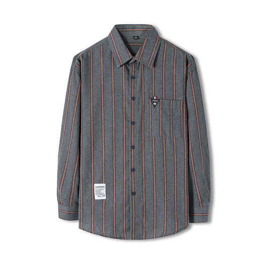 Hong Kong Style Striped Long-sleeved Shirt Men's