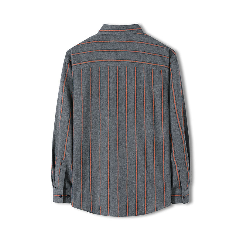 Hong Kong Style Striped Long-sleeved Shirt Men's