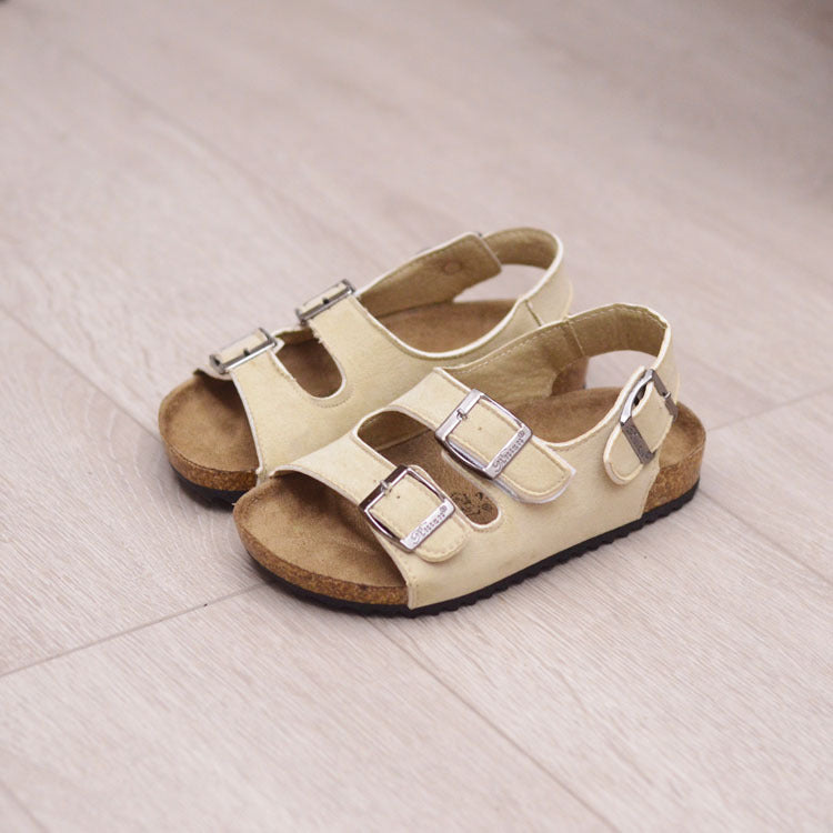 Children's Cork Sandals, One-Word Shoes, Flip-Flops, Beach Double Rings