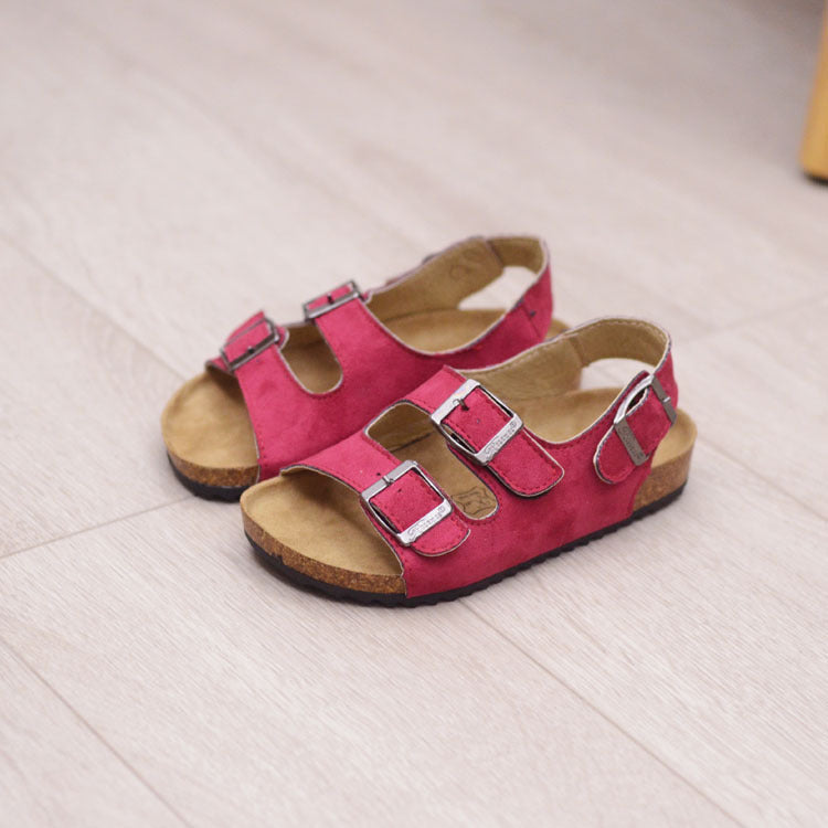 Children's Cork Sandals, One-Word Shoes, Flip-Flops, Beach Double Rings