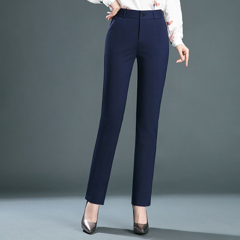 Spring And Autumn Loose Women''s casual Pants Middle Aged Mother High Waist Straight Pants Elastic Oversize Fat Mm Long Pants