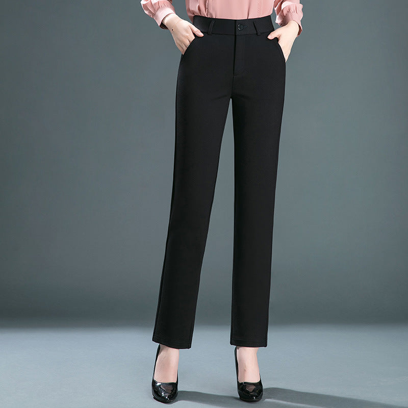 Spring And Autumn Loose Women''s casual Pants Middle Aged Mother High Waist Straight Pants Elastic Oversize Fat Mm Long Pants