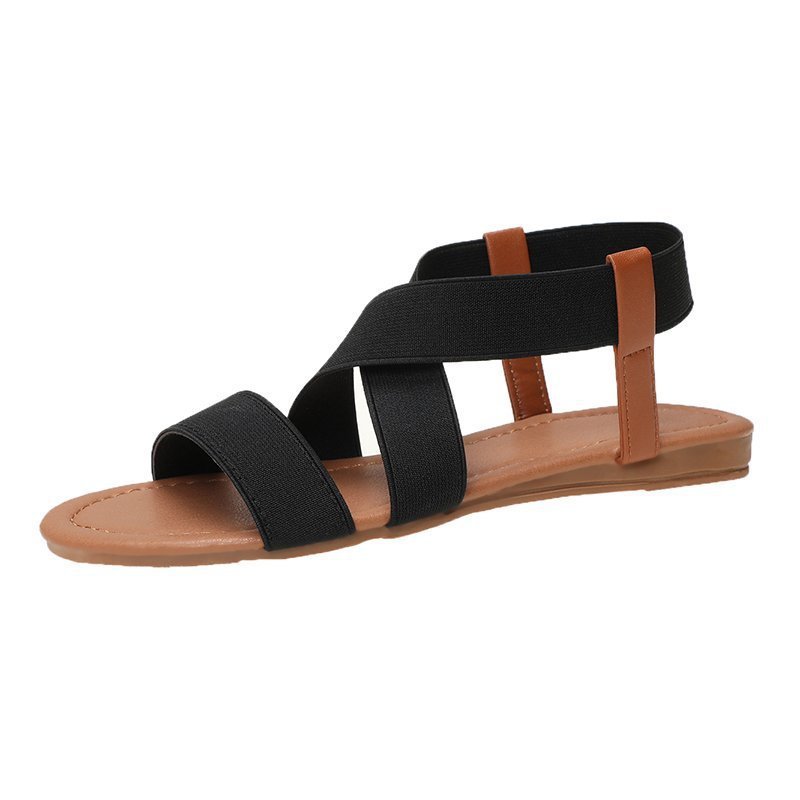 Cross Strap Open Toe Flat Roman Sandals