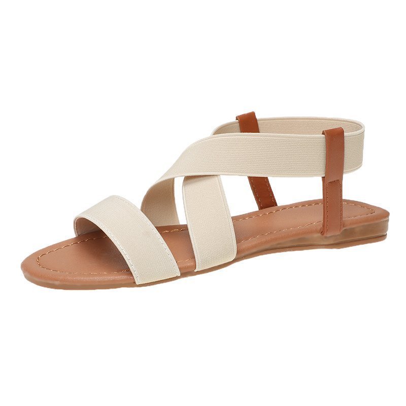 Cross Strap Open Toe Flat Roman Sandals