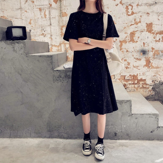 Starry Sky Sparkling Chiffon Dress Little Black Dress