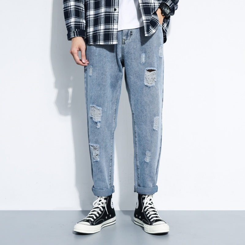 Ripped Jeans Men's Straight And Versatile Men's Beggar Pants