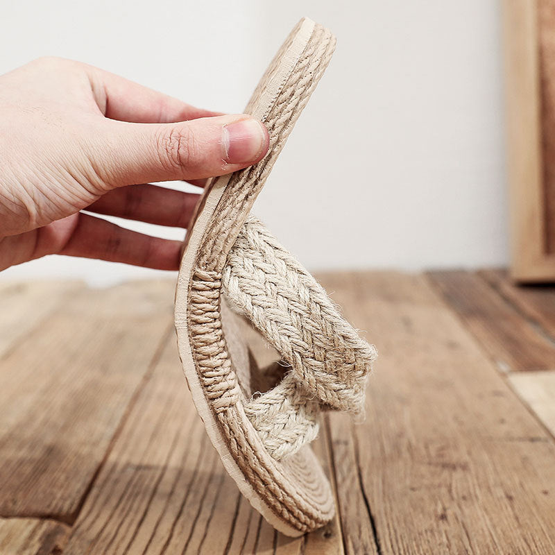 Fashion  Straw Woven Flat Heel Women Slippers