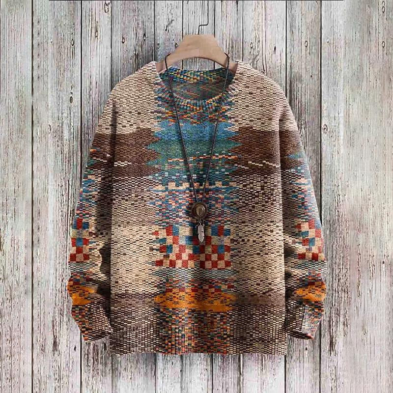 Abstract Style Digital Printing Drop-shoulder Long Sweater