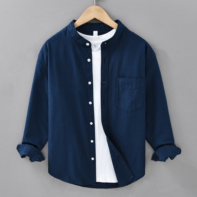 Oxford Cloth Shirt Men's Washed Cotton Loose Long Sleeve