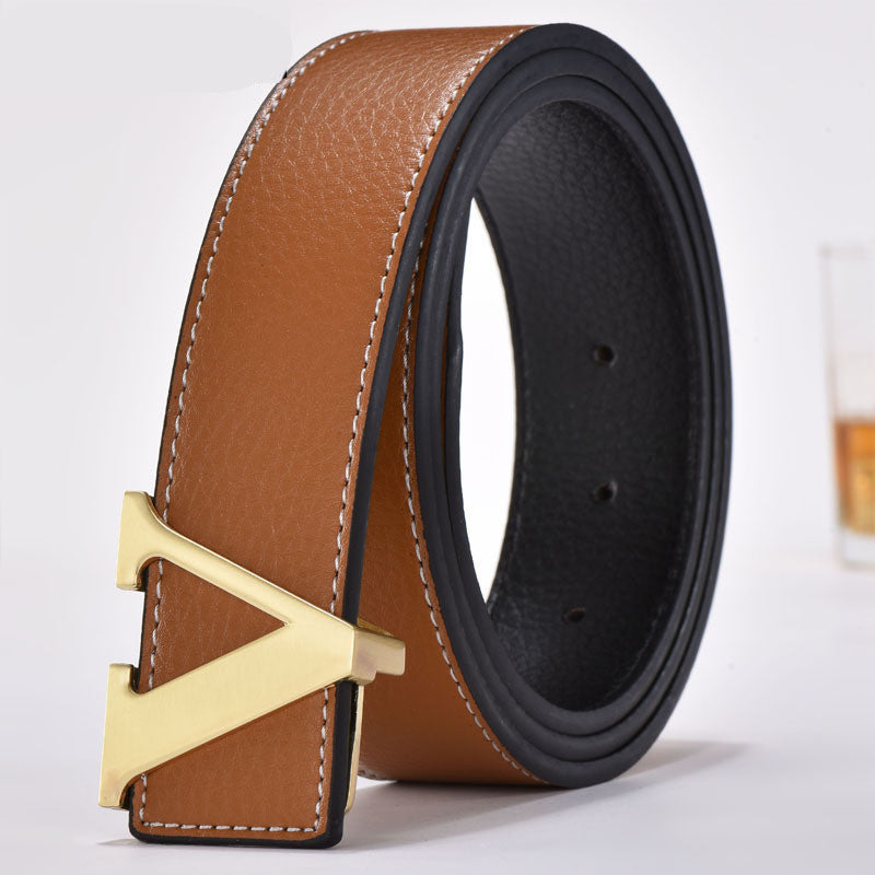 Korean fashion letter leather belt men's belt