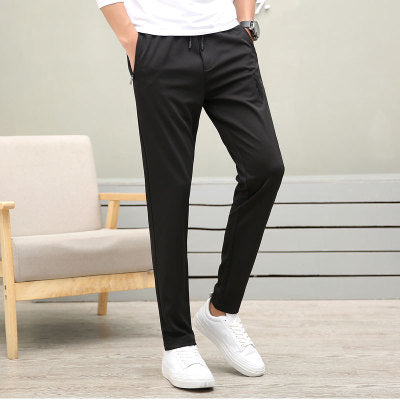 New men's casual pants solid color cropped pants