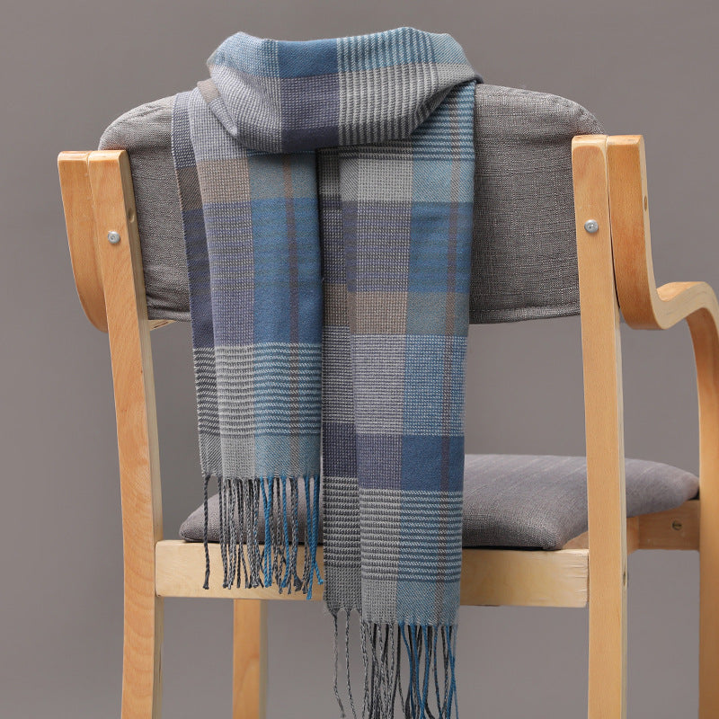 British Plaid Imitation Cashmere Tassels Couple Parent-child Men's Scarf