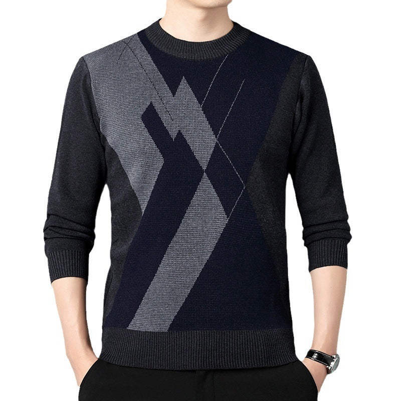 Men's Loose Multicolor Round Neck Warm Sweater