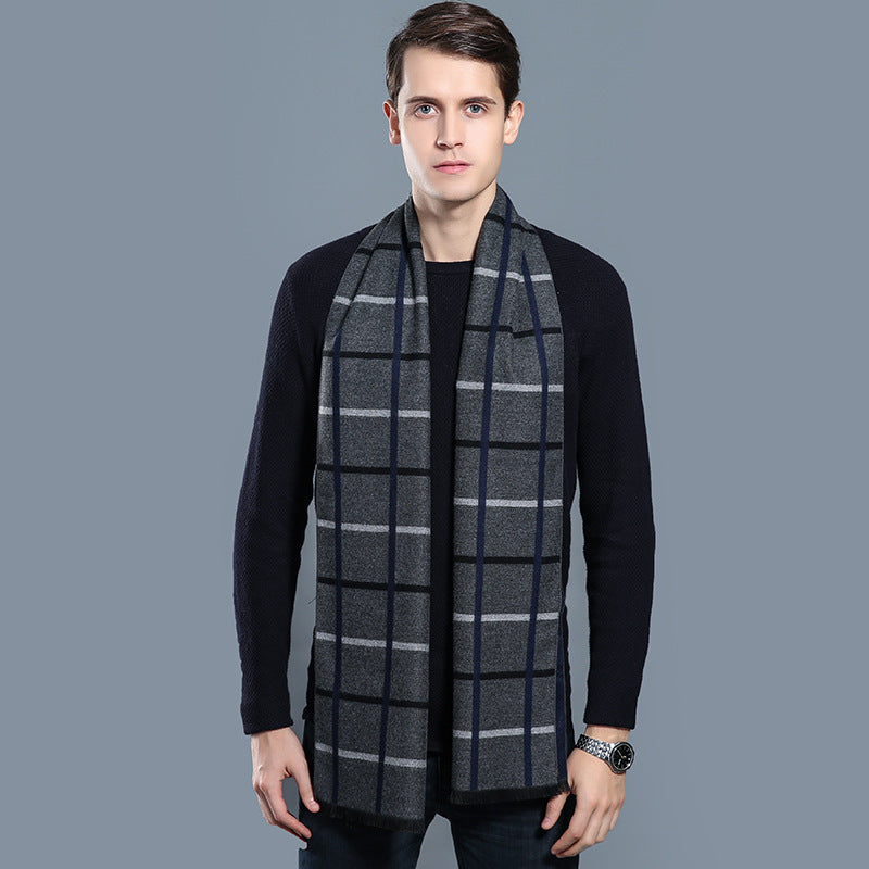 Simple Plaid Warm Keeping Artificial Cashmere Scarf