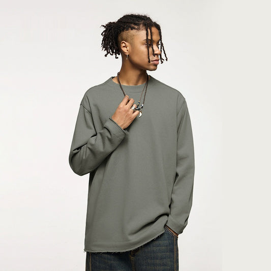 Men's Frayed Half Thread Collar Sweater Loose Top