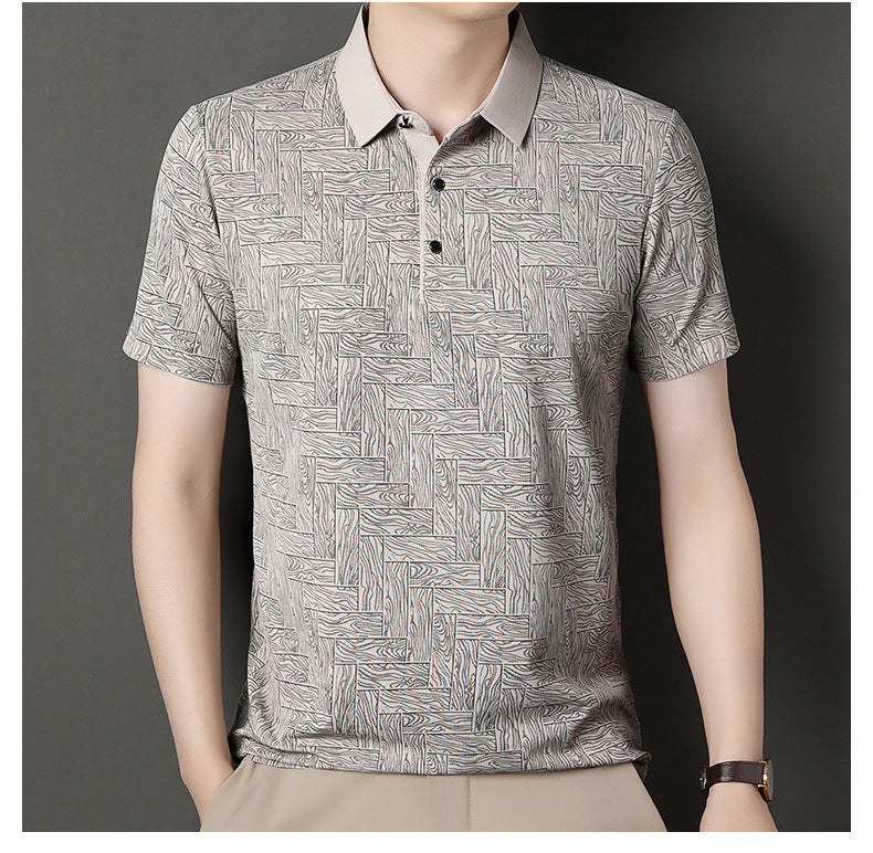 Men's Ice Silk Cool Printing Stylish Versatile Casual Short Sleeve