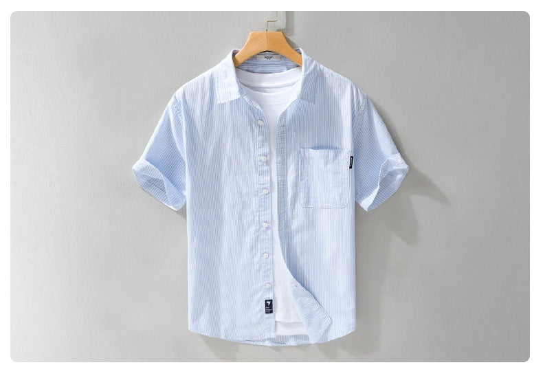 Summer Menswear Striped Minimalist Short Sleeve Shirt