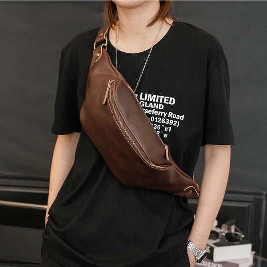 New Men's Pu Fashion One-shoulder Retro Casual Chest Bag