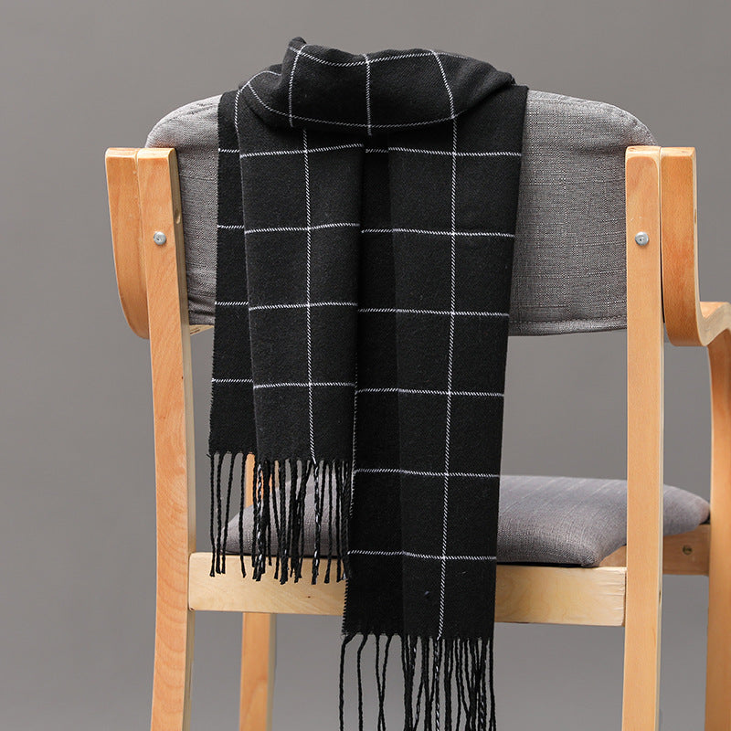 British Plaid Imitation Cashmere Tassels Couple Parent-child Men's Scarf