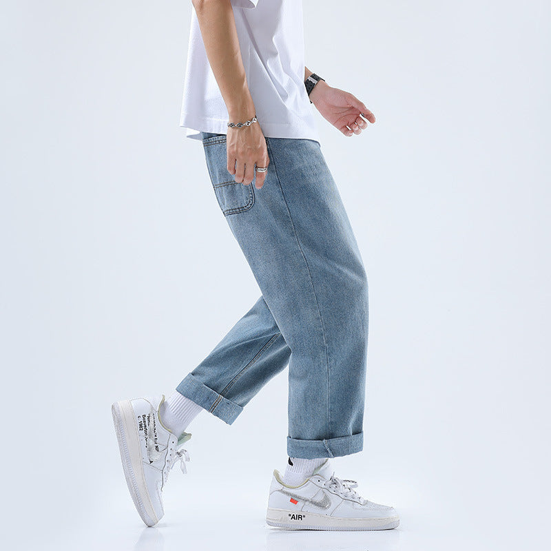 Trend Loose Wide Leg Denim Ankle-length Student Draping Pants