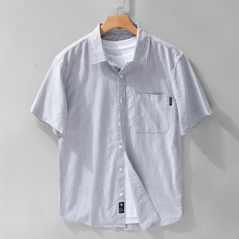 Summer Menswear Striped Minimalist Short Sleeve Shirt