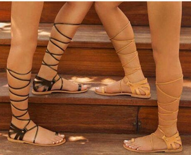 New European And American Strappy Flat Sandals For Ladies