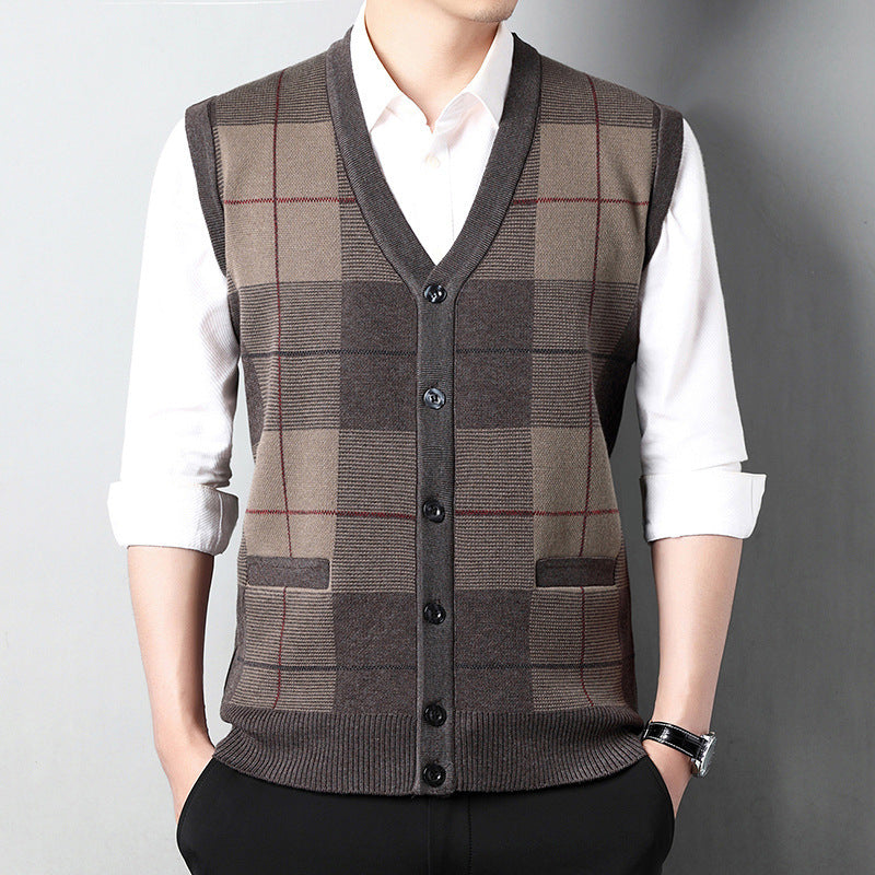 Men's Casual Loose Chicken Core Collar Knitted Vest