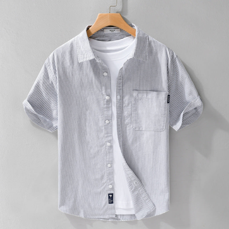 Summer Menswear Striped Minimalist Short Sleeve Shirt