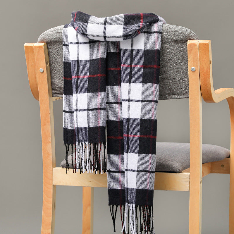 British Plaid Imitation Cashmere Tassels Couple Parent-child Men's Scarf