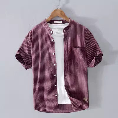 Men's Stand Collar Pullover Shirt Men