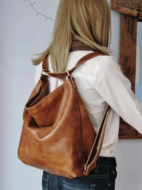 Retro Bag Oil Wax Leather Shoulder Capacity Soft